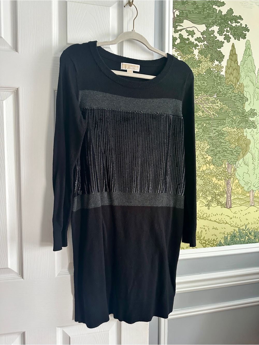 ✨Michael Kors Sequin Shimmer Knit Colorblock Dress | M | Quiet Luxury Cocktail✨